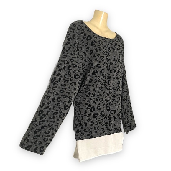 CD Daniels Cheetah Print Layered Shirt Raised Velour Top Business Casual Plus 1X - Picture 3 of 6